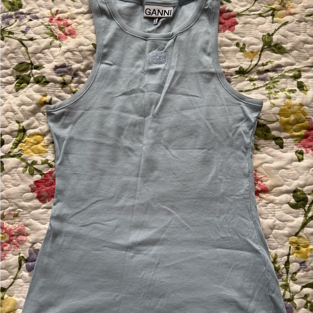 Ganni Light Blue Tank Top